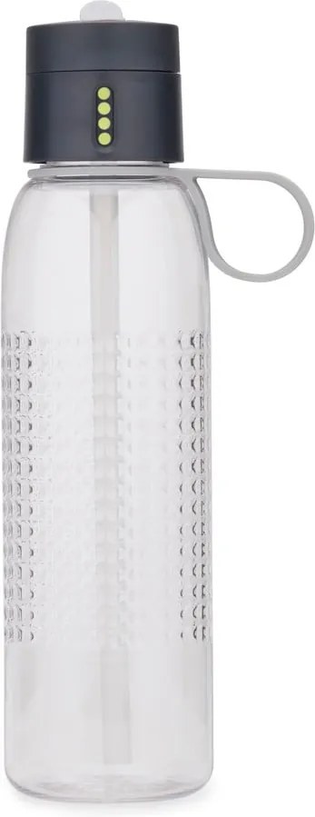 Sivá športová fľaša s počítadlom plnenia Josoph Josoph Dot Active, 750 ml