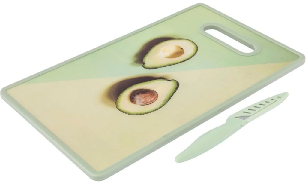 Altom Dekoratívna kuchynská doštička Avokádo s nožom 23 x 37 x 2,5 cm
