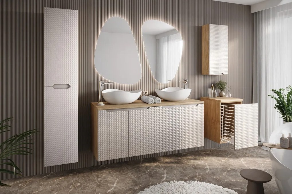 Závesná kúpeľňová skrinka Luxor Beige 83-35-1D béžová/dub olejovaný