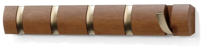 Umbra Vešiak na stenu FLIP 5 háčikov light walnut, warm gold