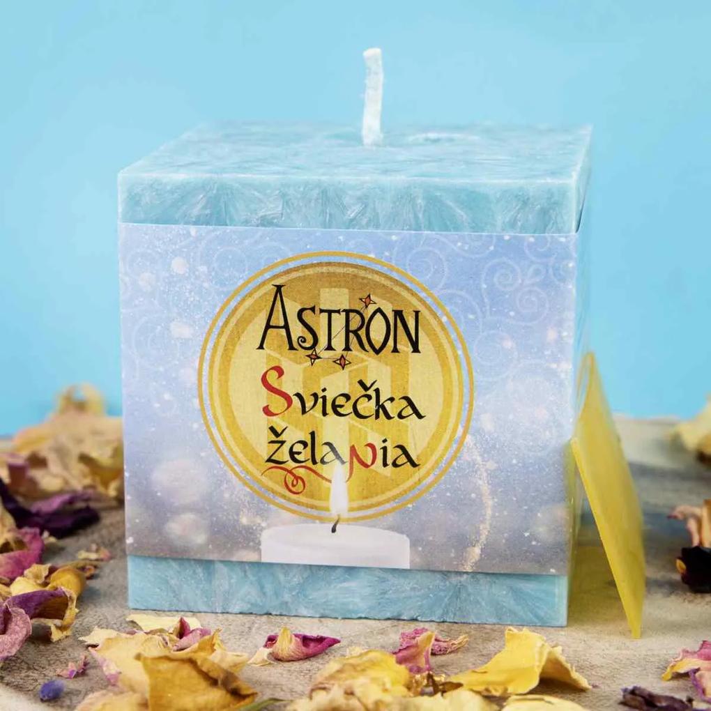 Sviečka želania Astron - kocka 6,5 cm, Tyrkysová