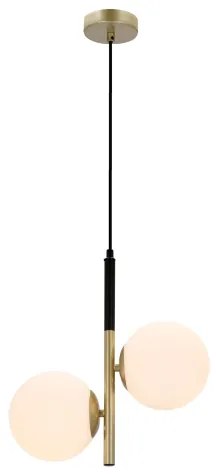 Luster na lanku DUO 2xE14/40W/230V zlatá/čierna