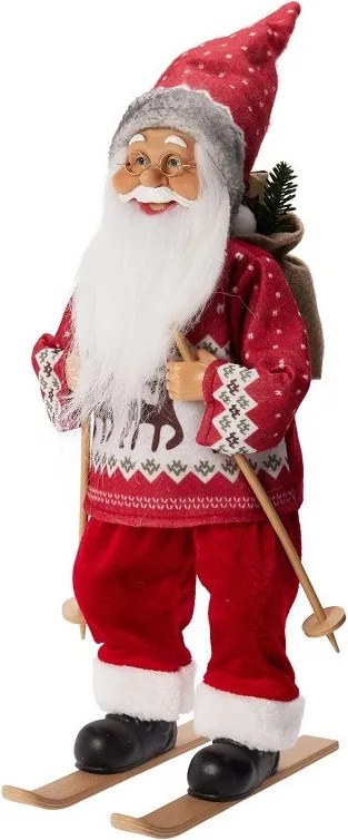 Santa Claus v škandinávskom svetri na lyžiach 45 cm
