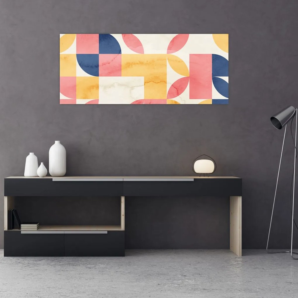 Obraz - Abstrakcia s retro vzormi (120x50 cm)