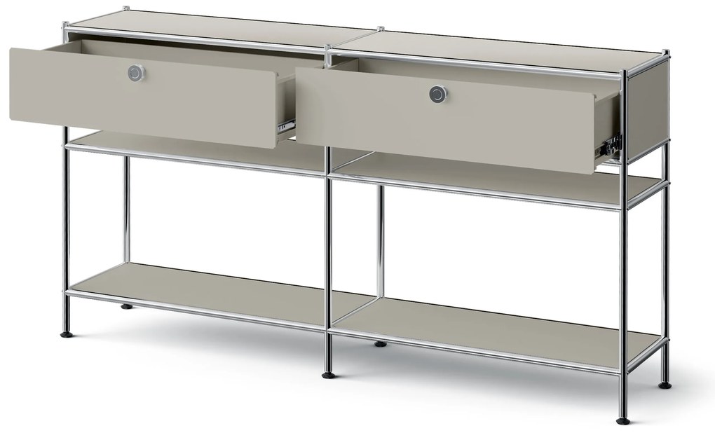 Kovová konzola »CN3 Slim Line« s 2 zásuvkami, svetlosivá