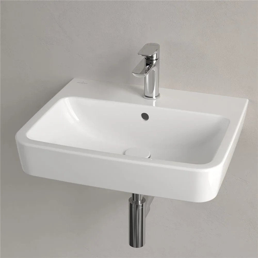 VILLEROY & BOCH O.novo závesné umývadlo s otvorom (zadná a spodná strana brúsená), s prepadom, 550 x 460 mm, biela alpská, s povrchom CeramicPlus, 4A41MGR1