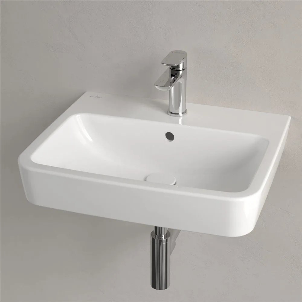 VILLEROY &amp; BOCH O.novo závesné umývadlo s otvorom (zadná a spodná strana brúsená), s prepadom, 550 x 460 mm, biela alpská, s povrchom CeramicPlus, 4A41MGR1