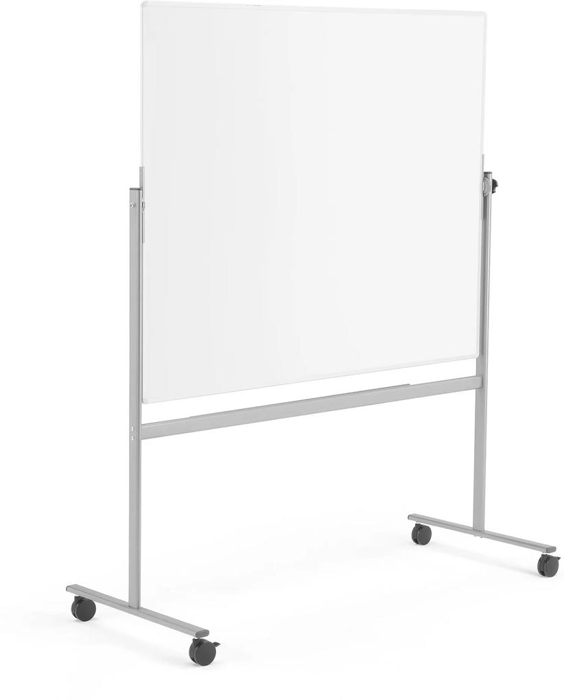 Biela magnetická tabuľa Doris s kolieskami, obojstranná, 1500x1200 mm