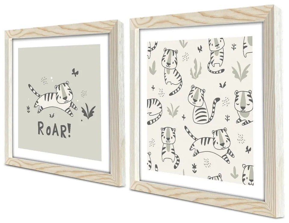 Detské obrázky v súprave 2 ks 33x33 cm Roar – Wallity