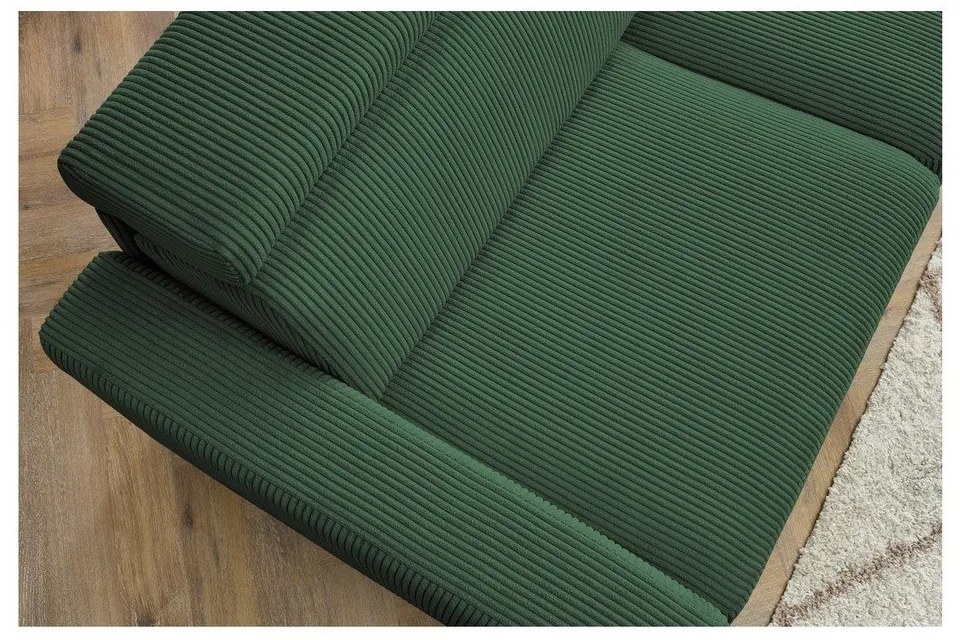 Tmavozelená menčestrová rozkladacia rohová pohovka (variabilná) Monaco – Bobochic Paris