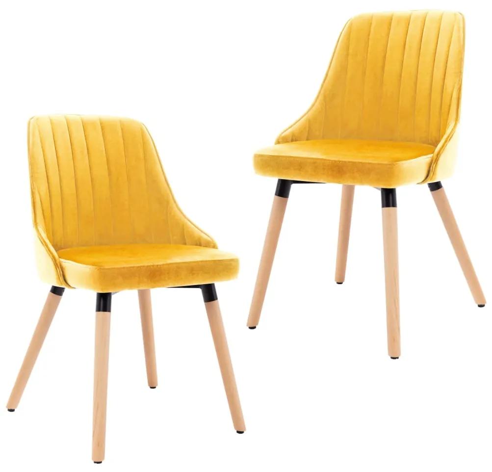 vidaXL Jedálenské stoličky 2 ks žlté zamat