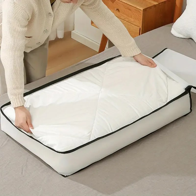 Arte Regal Textilný úložný box na uschovanie oblečenia a posteľnej bielizne, WHITE KIPIT, 105x45x15, biely