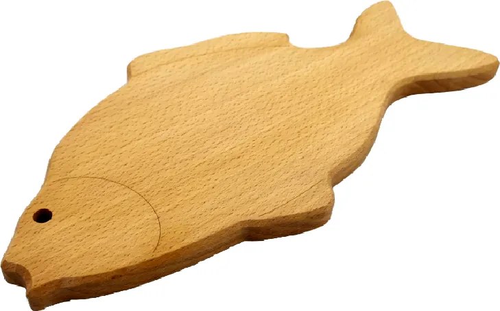 AMADEA Drevená doštička v tvare kapra, masívne drevo, 30x15x1, 5 cm