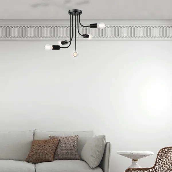 Prisadený luster TRINITY 5xE27/15W/230V čierna