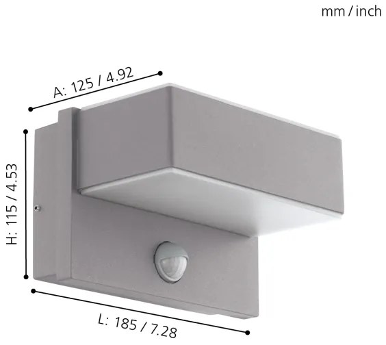 Eglo 97159 - LED Vonkajšie nástenné svietidlo so senzorom AZZINANO 2xLED/5,6W/230V