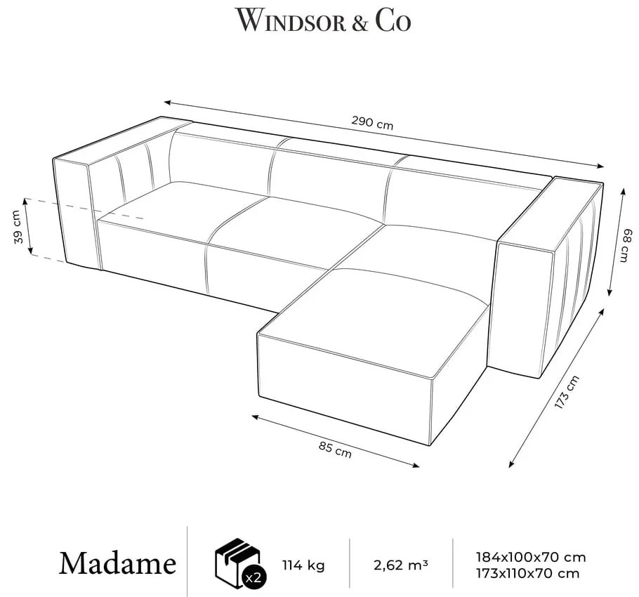 Svetlohnedá kožená rohová pohovka (pravý roh) Madame - Windsor &amp; Co Sofas