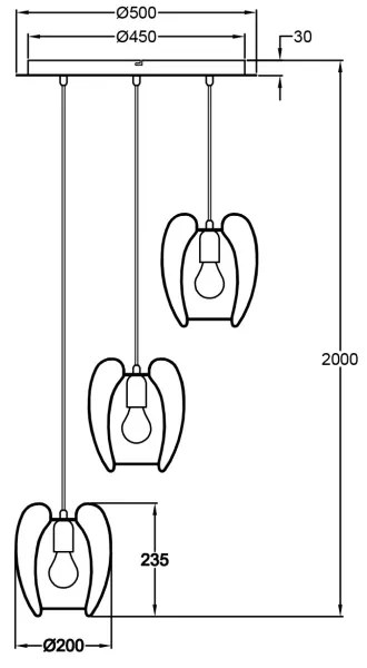 Fabas Luce 3677-47-101 - Luster na lanku CAMP 3xE27/40W/230V čierna