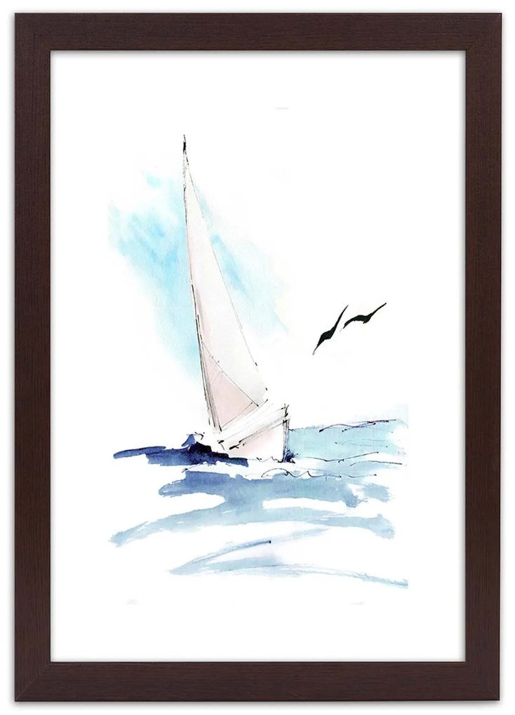 Gario Plagát Jachta na mori Farba rámu: Bez rámu, Rozmery: 30 x 45 cm