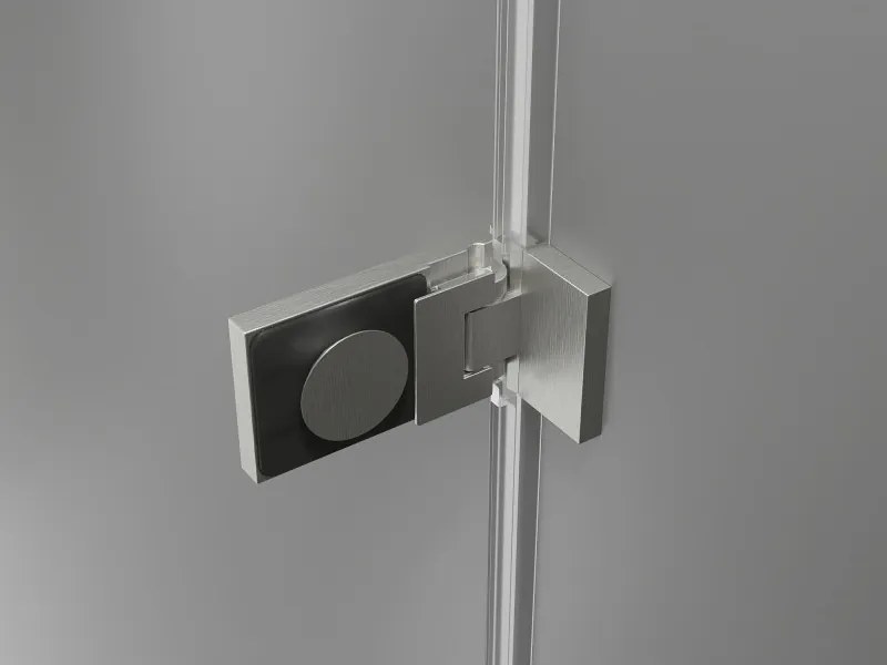 Mexen Lunar-F, 1-krídlový sprchový kút so skladacími dverami, pravý, 70 x 70 cm, 8mm číre sklo, brúsená oceľ profil, 836-070-070-97-00-P