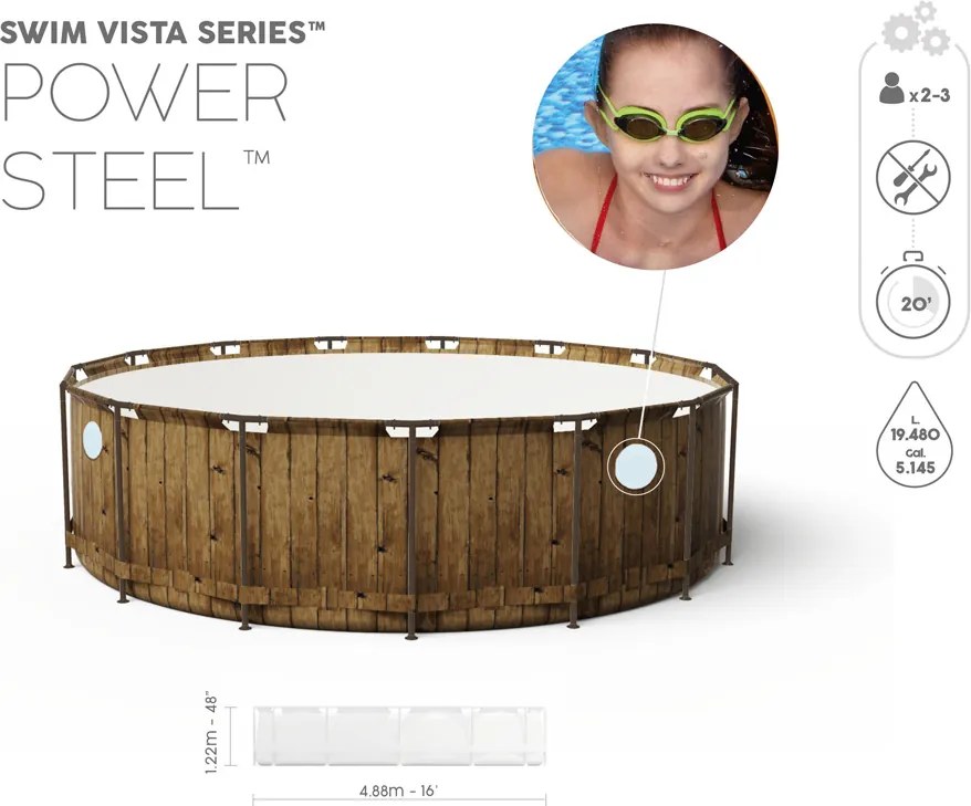 Bazén Bestway Frame Wood 488x122 11v1 56725