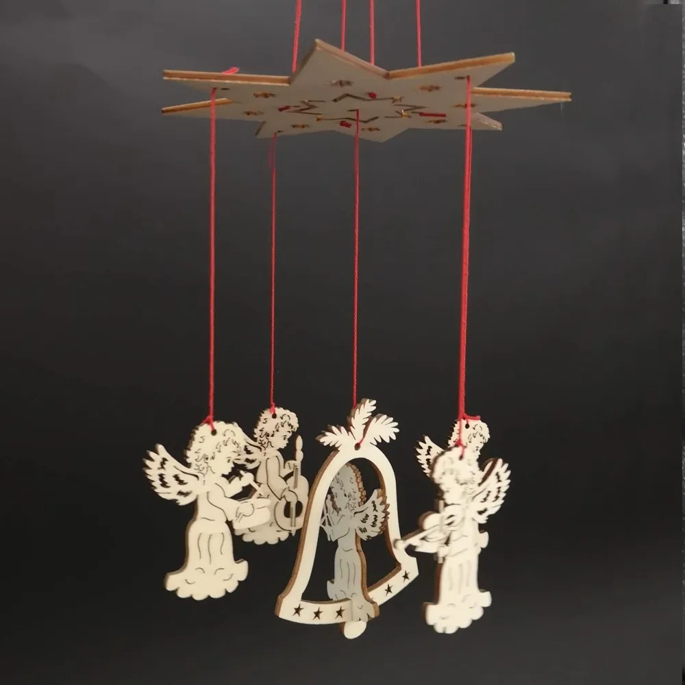 AMADEA Drevený kolotoč s anjelikmi 16 cm