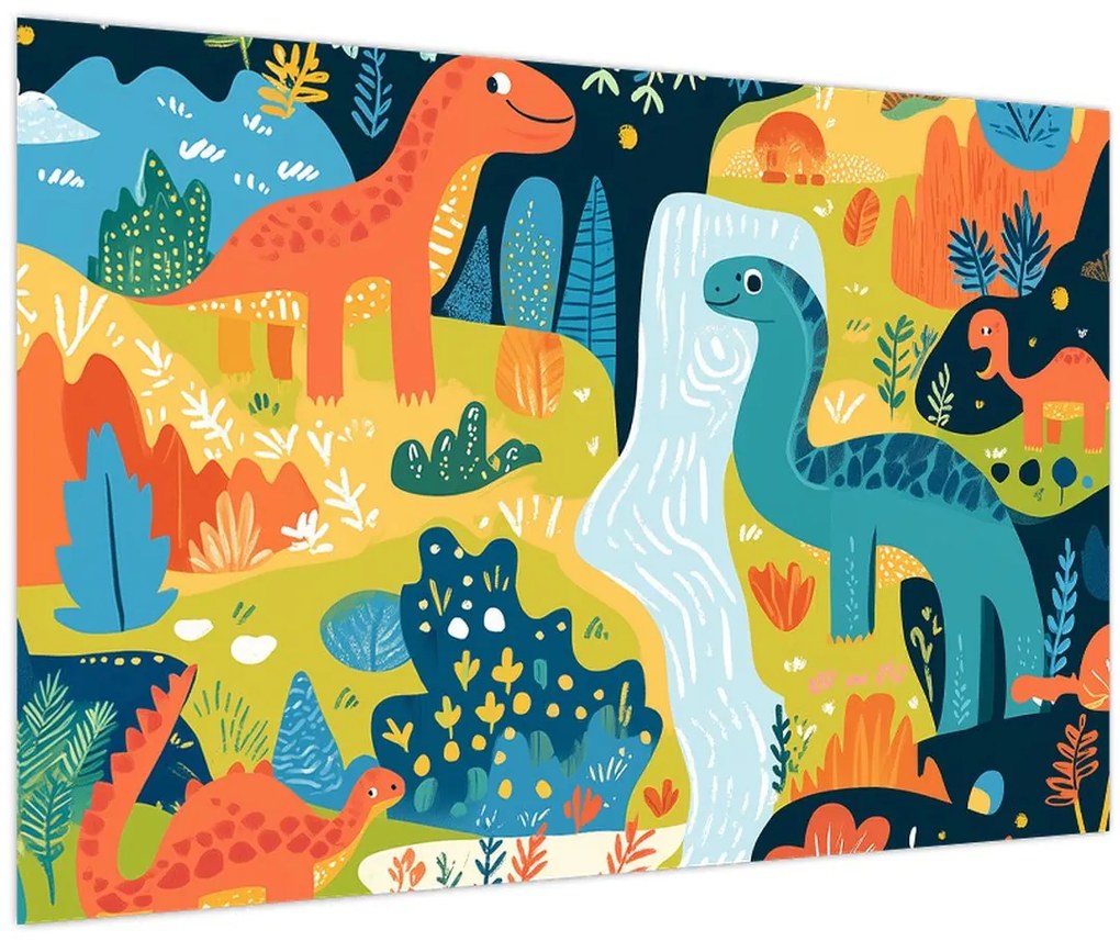 Obraz - Veselí dinosaury (90x60 cm)