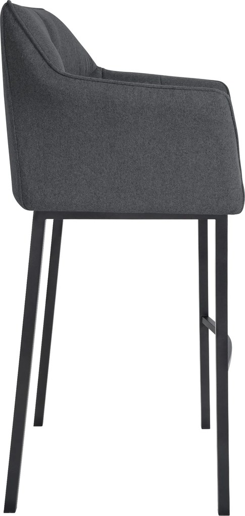 Barová stolička Damaso B - filc, čierny 4-nohý rám - Sivá