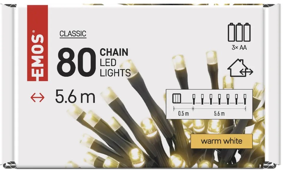 Vianočná reťaz LED 5,6 m, teplá biela