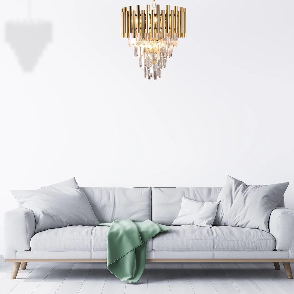 Luster Madison, 1x krištáľové/zlaté kovové tienidlo, (fi 45cm), g