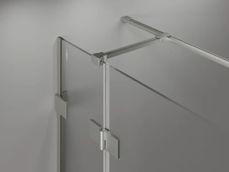 Mexen Lunar T, sklopný pravý sprchový kút 140 x 80 cm, 8mm číre sklo, oceľový profil, 834T-140-080-97-00-P