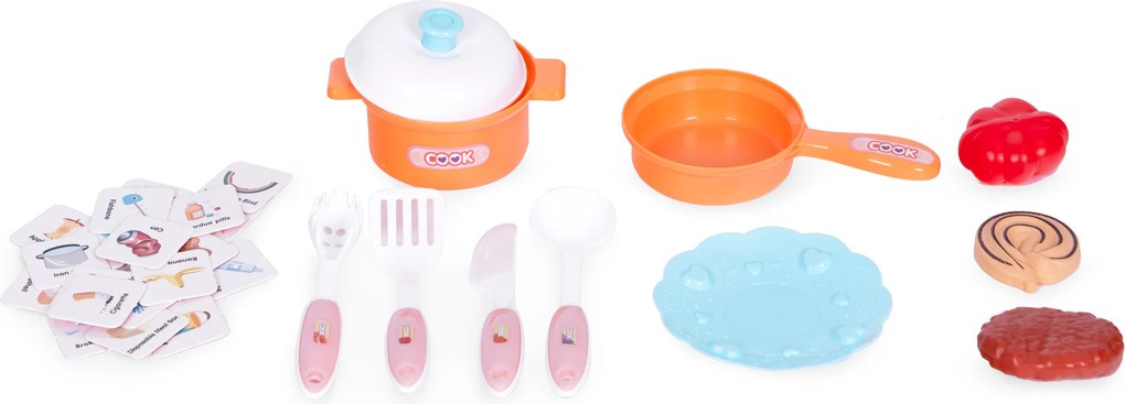 Interaktívna detská kuchynka so zvukmi, LED, umývadlom s vodou a 10 doplnkami, 3+