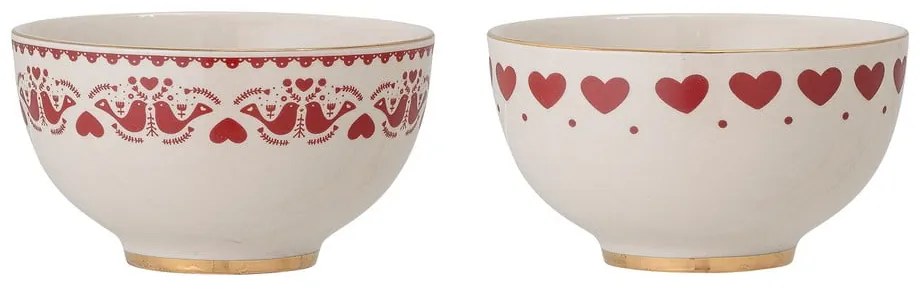 Krémové misky s vianočným motívom z kameniny v súprave 2 ks 500 ml Jolly – Bloomingville