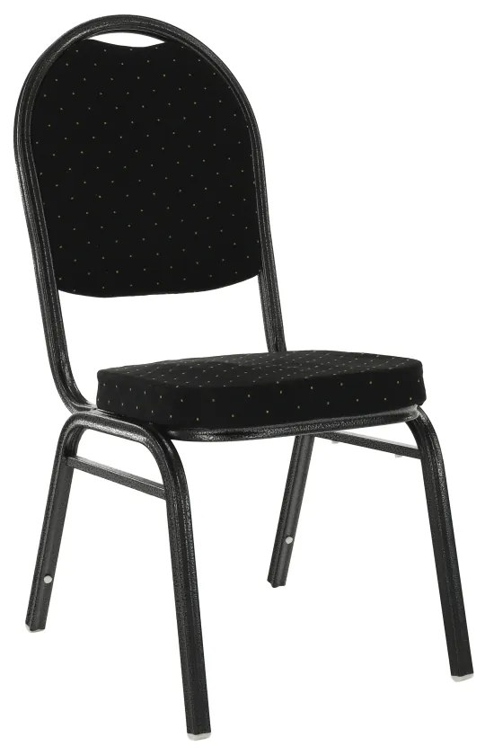 Stolička, stohovateľná, látka čierna/sivý rám, JEFF 2 NEW