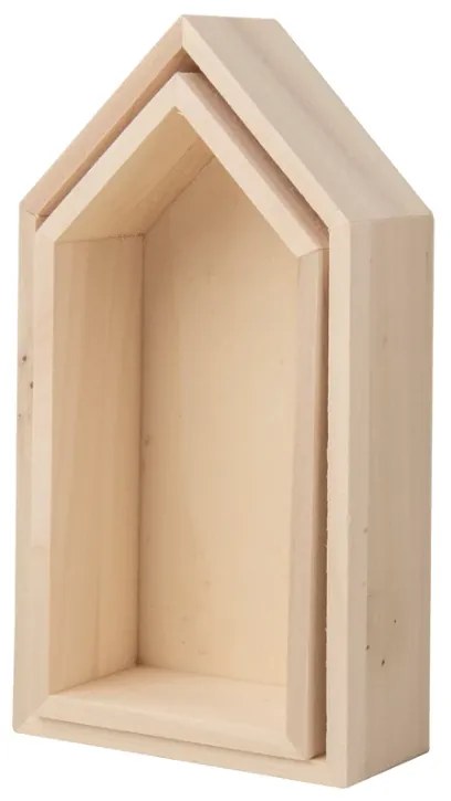 Sada 2 ks drevených poličiek v tvare domčeku LITTLE HOUSES