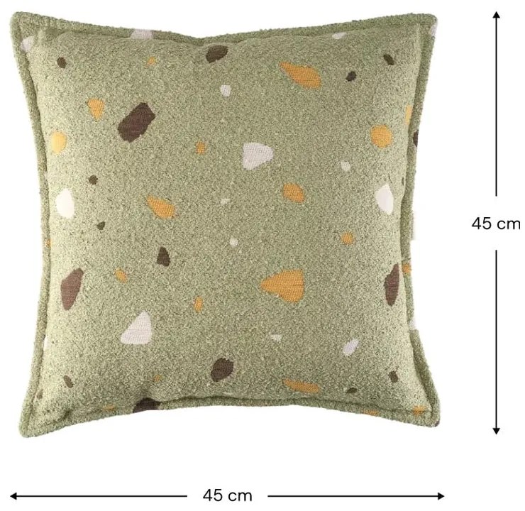 Zelený detský pohovkový vankúš z textílie buklé/ženilkový Terrazzo Block – Wigiwama