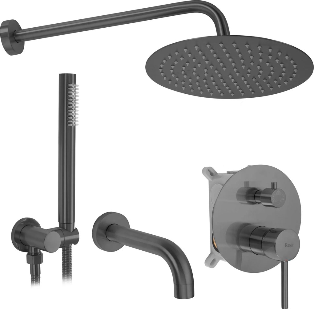 Rea Lungo, podomietkový vaňovo-sprchový set + BOX, grafitová, REA-P6380