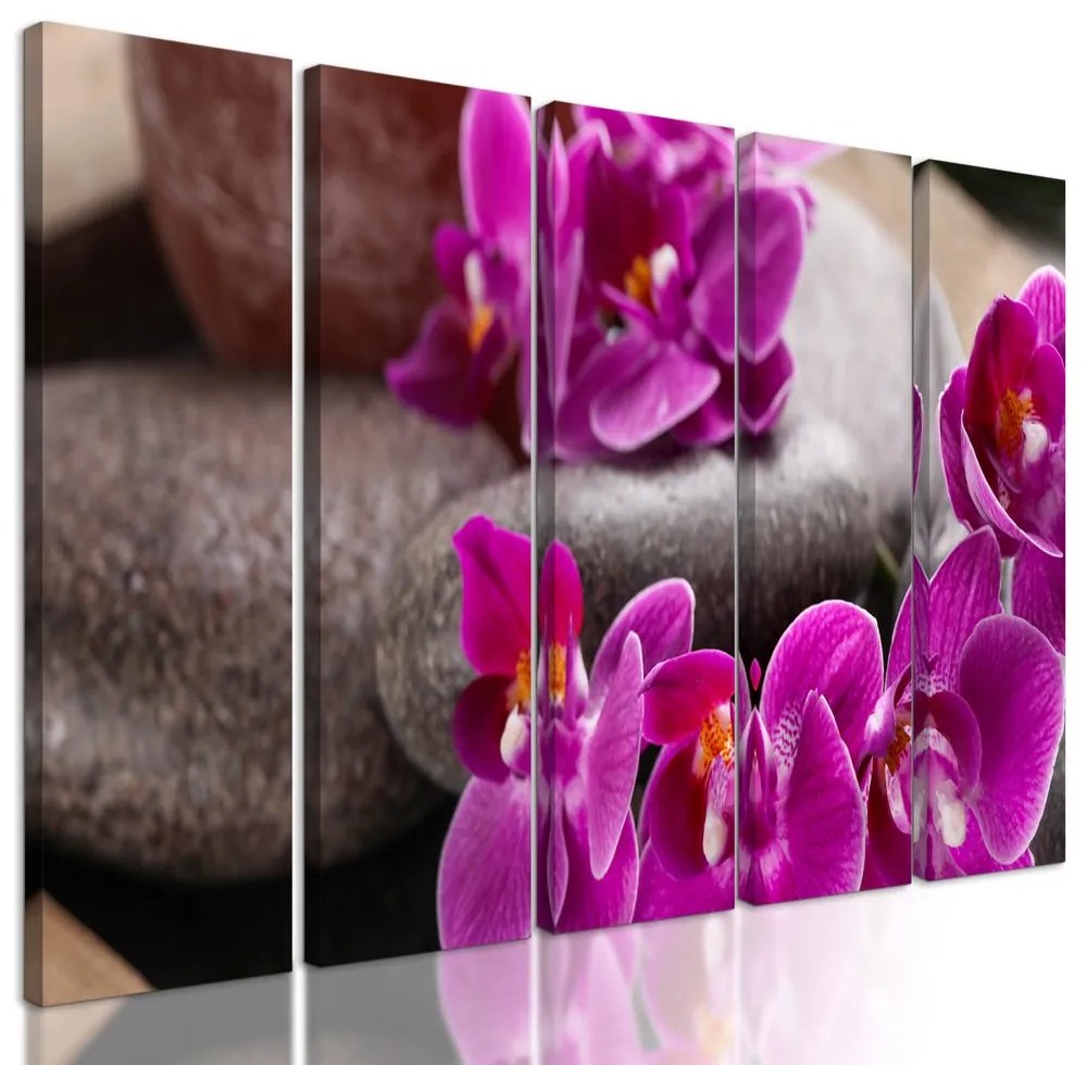 5-dielny obraz Feng Shui zátišie s orchideou