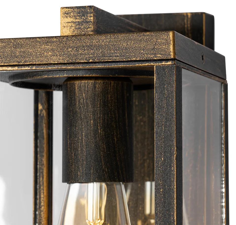 Vonkajšie nástenné svietidlo starožitné zlaté so senzorom svetlo-tma IP44 - Charlois