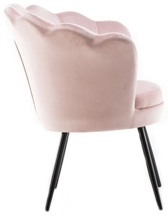 LuxuryForm DESIGN Kreslo FREY VELUR s čiernymi nohami - ružové