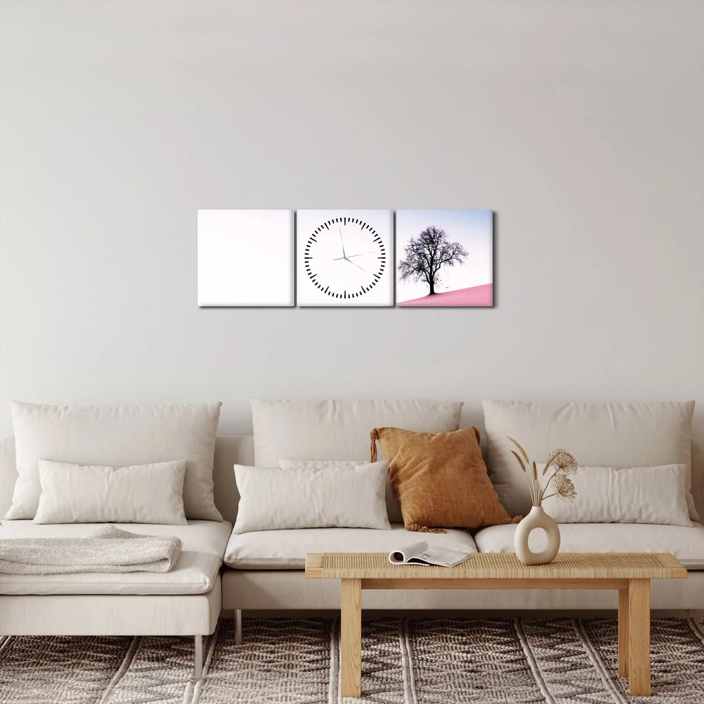 Obraz - Ružový sen (s hodinami) (90x30 cm)