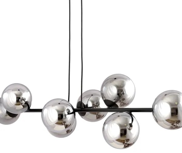 Luster na lanku ROSSI 8xE14/10W/230V čierna/šedá