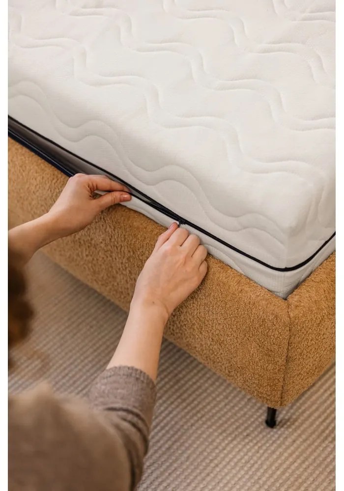 Čalúnená dvojlôžková posteľ taupe s matracom/s roštom 180x200 cm Noira Slim – Bonami Selection