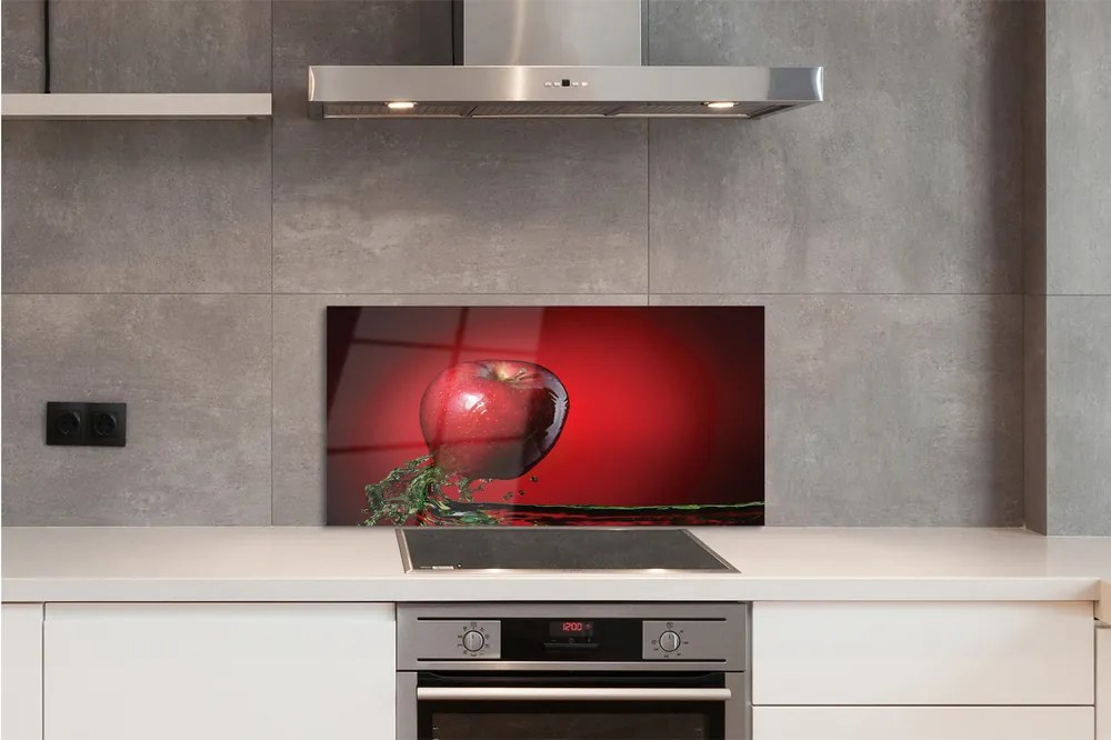 Sklenený obklad do kuchyne jablko vo vode 125x50 cm