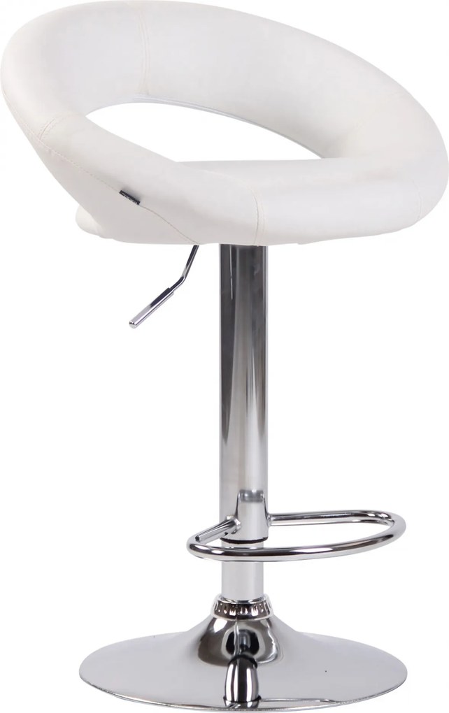 Barová stolička Olinda - koženka, chróm rám - biela