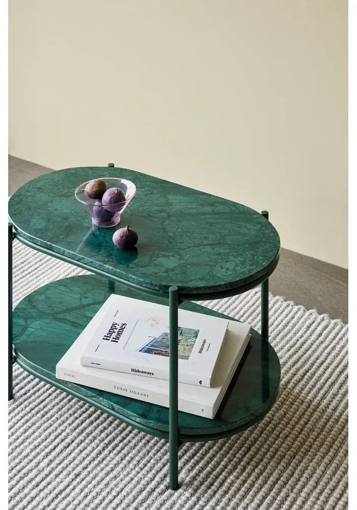 Tmavozelený mramorový konferenčný stolík 34x58 cm Nusa – Hübsch