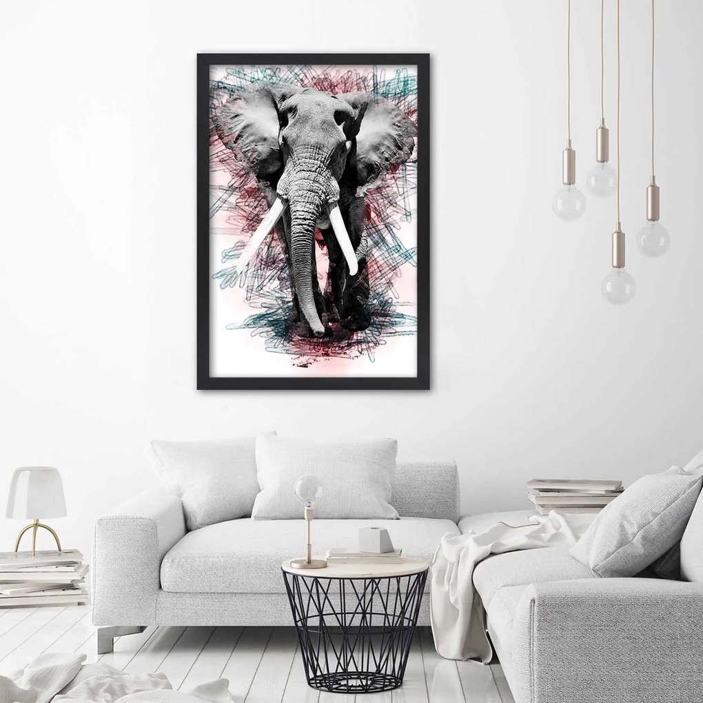 Gario Plagát Slon na abstraktnom pozadí Farba rámu: Bez rámu, Rozmery: 40 x 60 cm