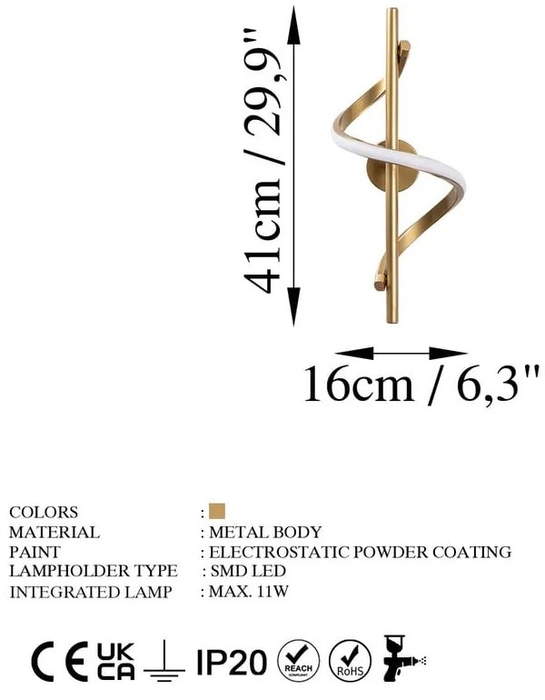 LED nástenné svietidlo v mosadznej farbe Likma – Opviq lights