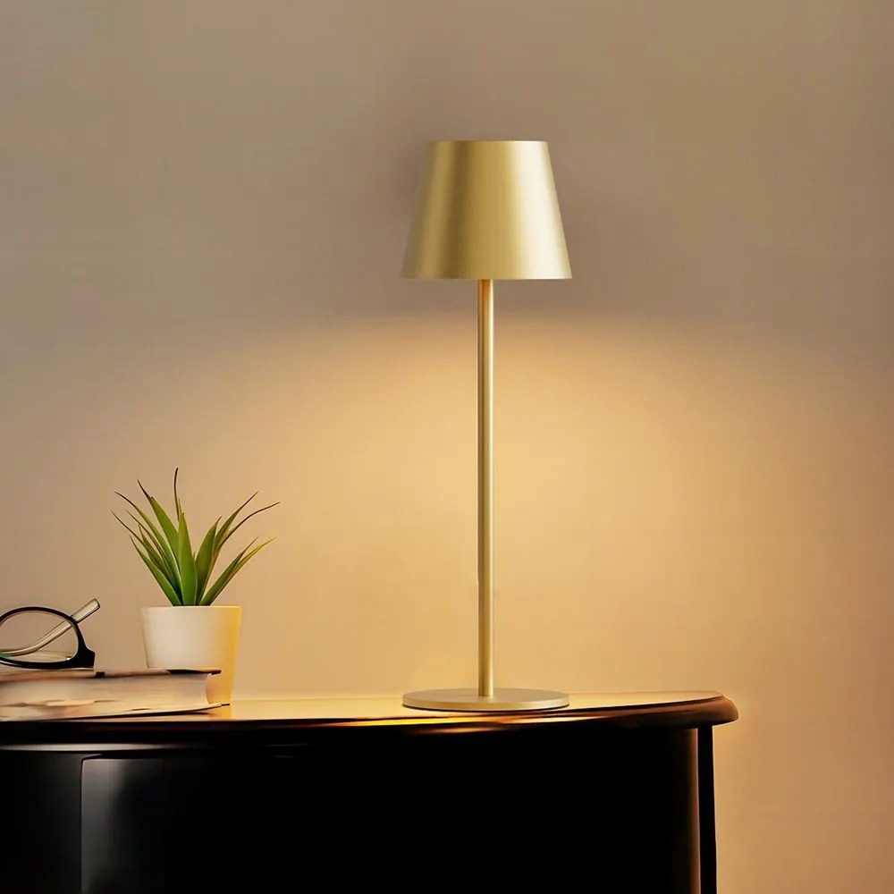 Toolight Toolight, dotyková LED nočná stolná lampa 5W, 3 farby svetla, USB napájanie, APP1367-T GOLD, zlatá matná, OSW-08629