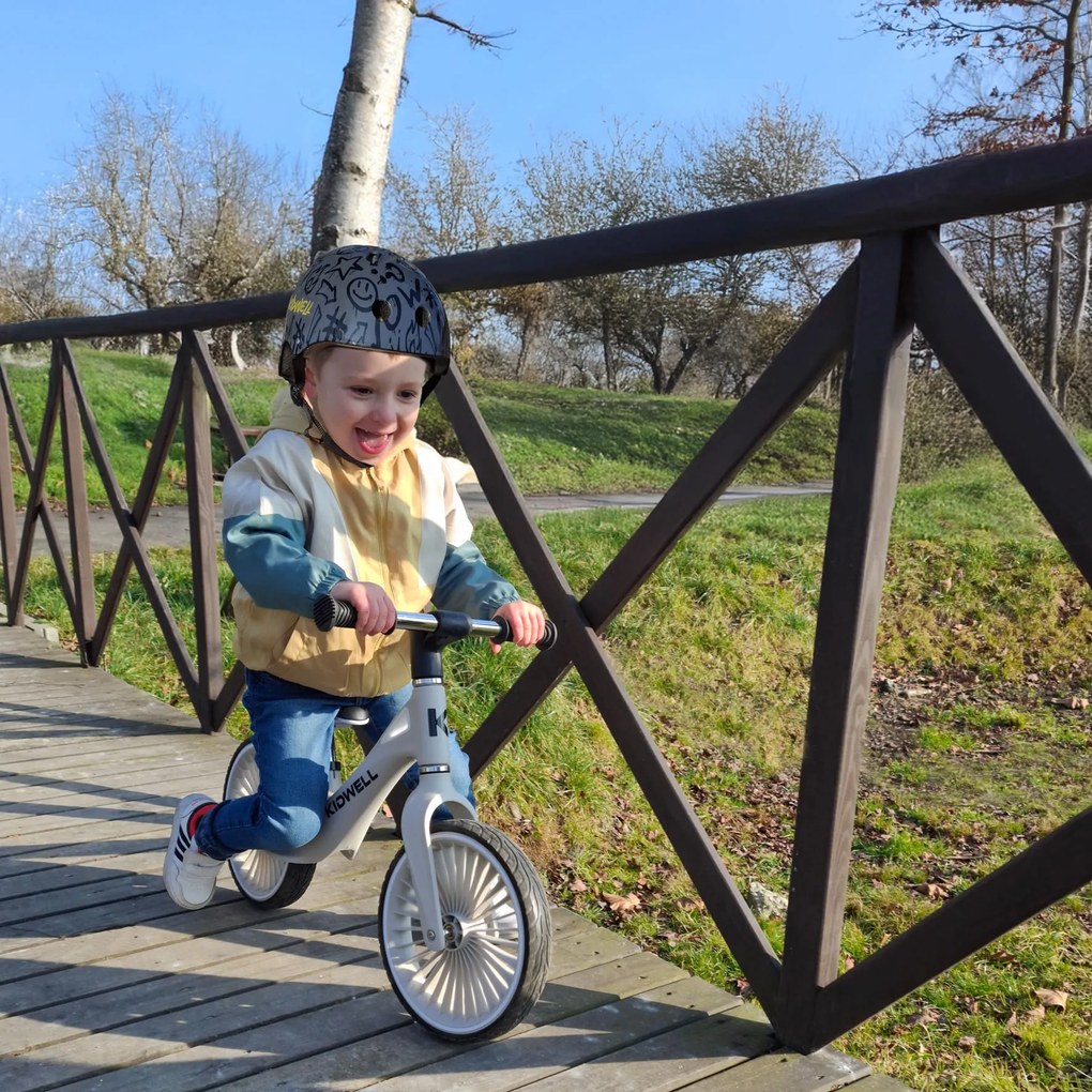 Kidwell NIX detský balančný bicykel – ľahký nylonový rám, PU kolesá 29 cm (sivý)