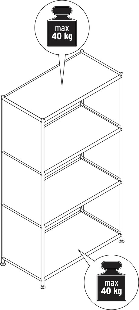 Kovový regál »CN3« s 3 priehradkami